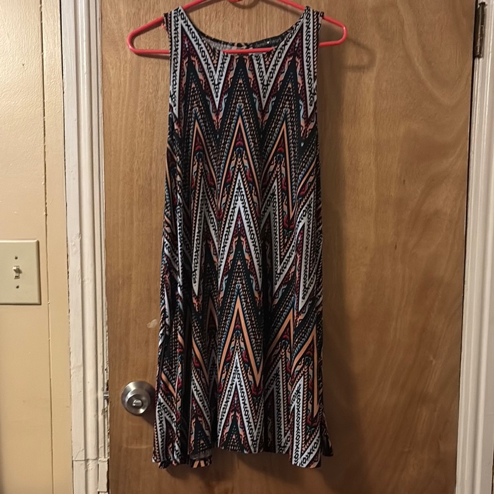 Chevron Pattern Sleeveless Dress